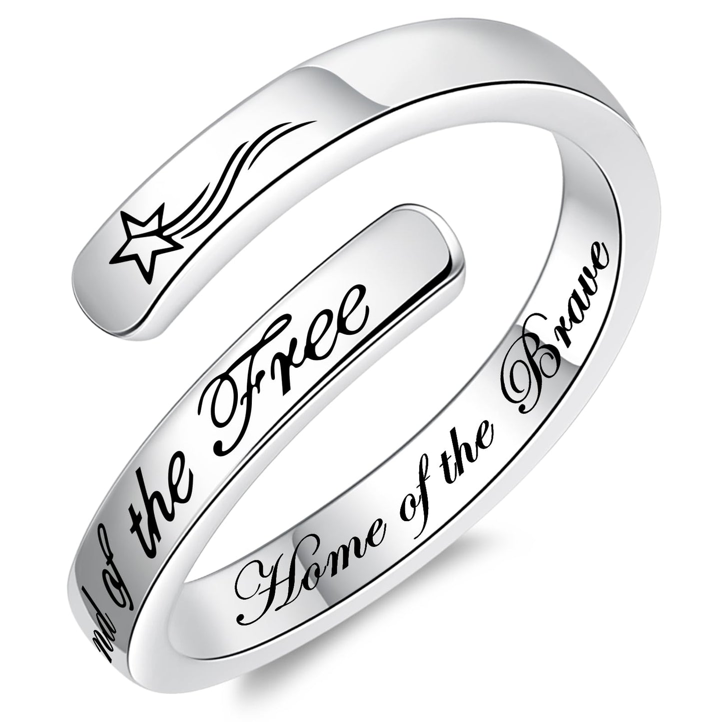 JXJL S925 Sterling Silver Inspirational Jewelry Rings Adjustable Ring Personality Encouragement Gift for Teens Women