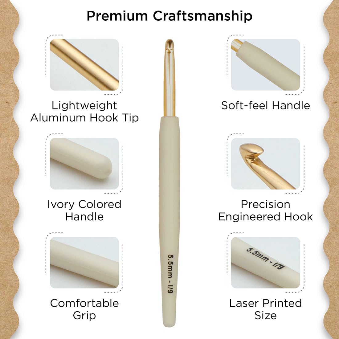 Knitter’s Pride Pearl Grande Aluminum Crochet Hook Set – 13 Sizes (2mm to 10mm)