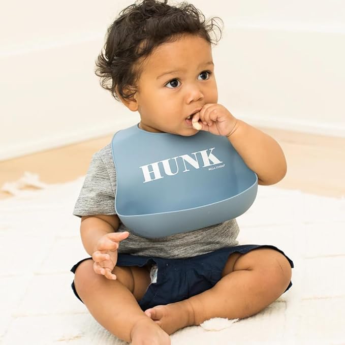 Bella Tunno Wonder Bib - Adjustable Silicone Baby Bibs for Boys, Durable and Waterproof BPA Free Silicone, Hunk