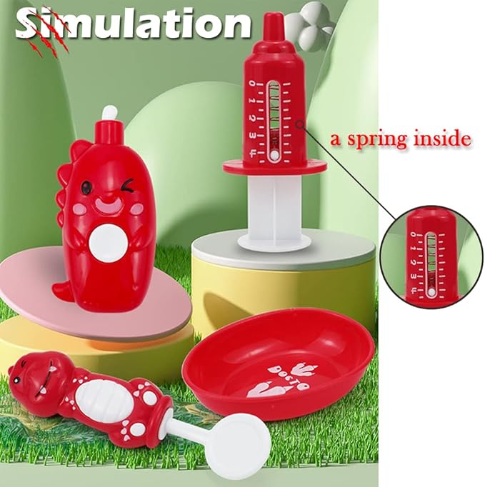 Bundle 19PCS = 9PCS Plastic Simulation Dentist Play Set （Green） + 10PCS Plastic Dinosaur Simulation Dentist Play Set (Mixed Colors)
