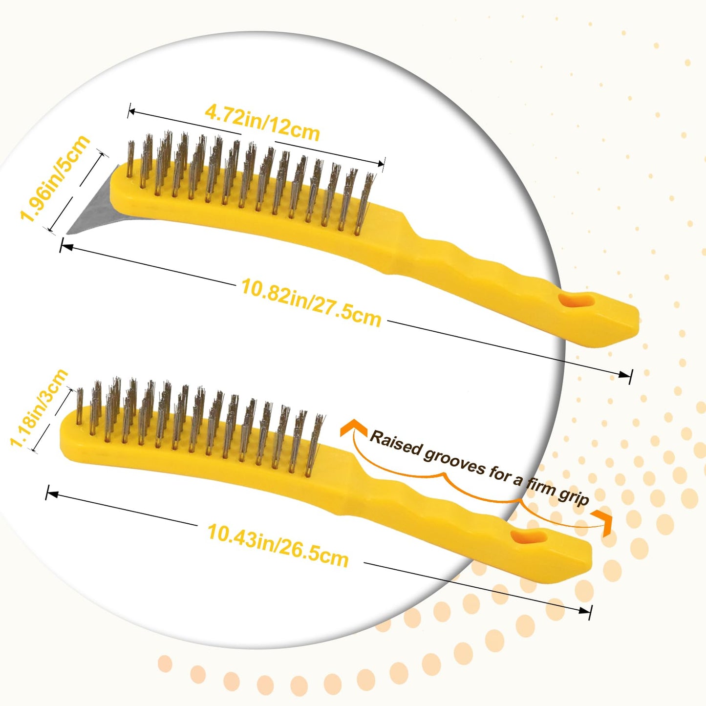 BSMstone Wire Brush Set Heavy Duty Stainless Steel Bristles Brush with Plastic Handle 2 in 1 Deeping Cleaning Tools for Rust,Welding Slay,Dirt,Painting Scrubbing
