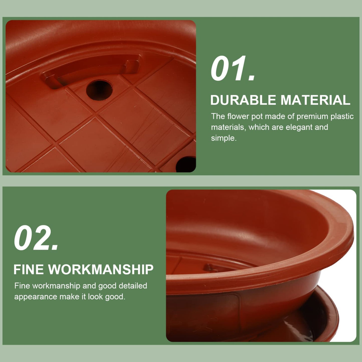 ERINGOGO Bonsai Training Pot with Drip Tray, 15 Plants Growing Plastic Oval Planter Drainage Holes, Large Low Flower for Nursery, Garden, Red, 15in, ADY92SCB3358Z136N
