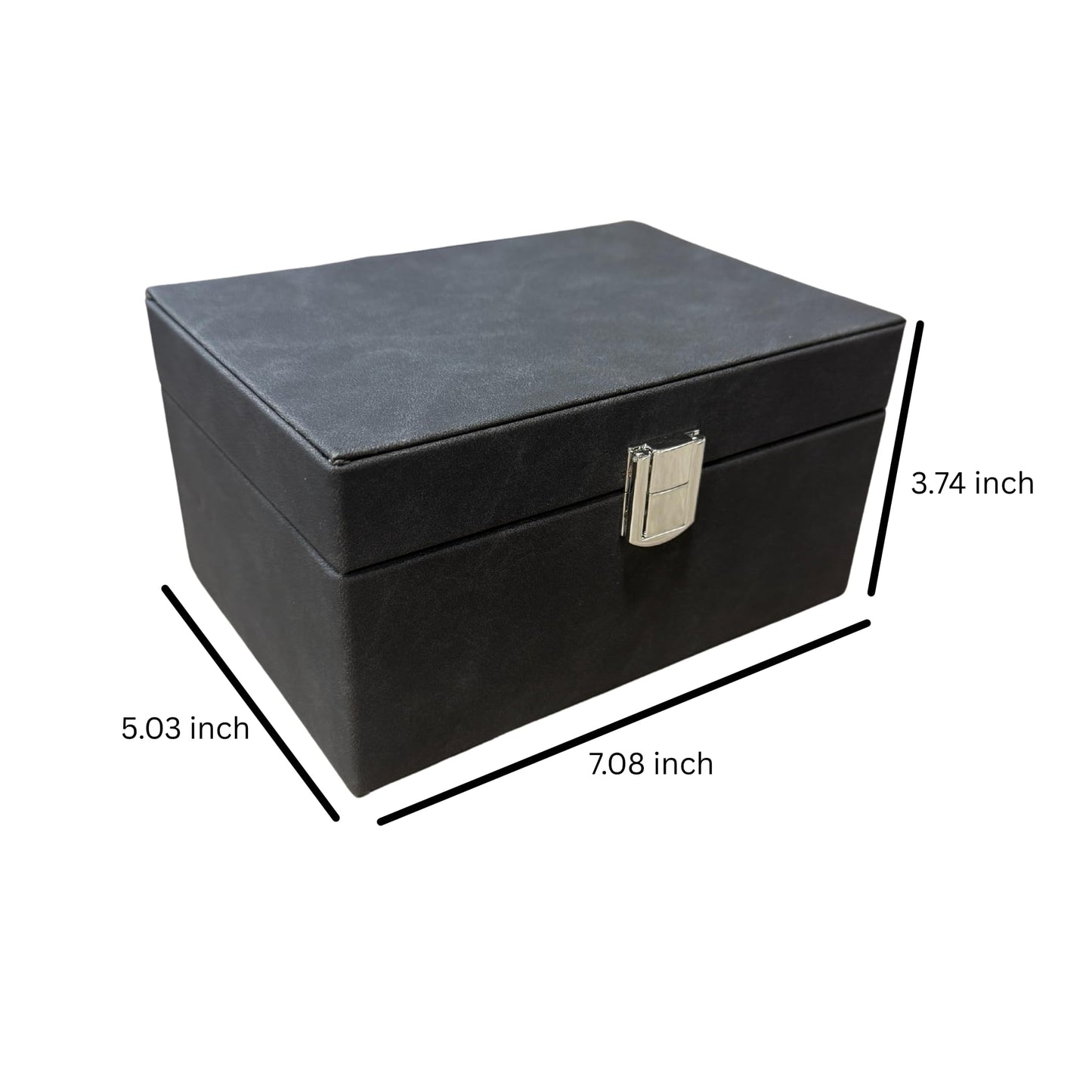 Faraday Box for Car Keys, RFID Signal Blocking Key Fob Protector, Large Capacity Suede Anti-Theft Box with Silver Buckle (Fits Multiple Keys, Phones & Cards) - Black