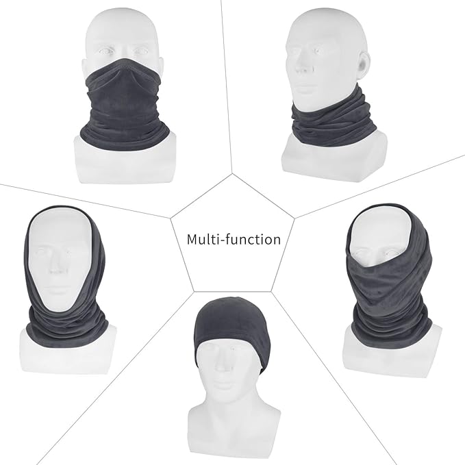 Polar Fleece Neck Warmer - Windproof Winter Neck Gaiter Cold Weather Face Mask For Men Women - 1 Pack