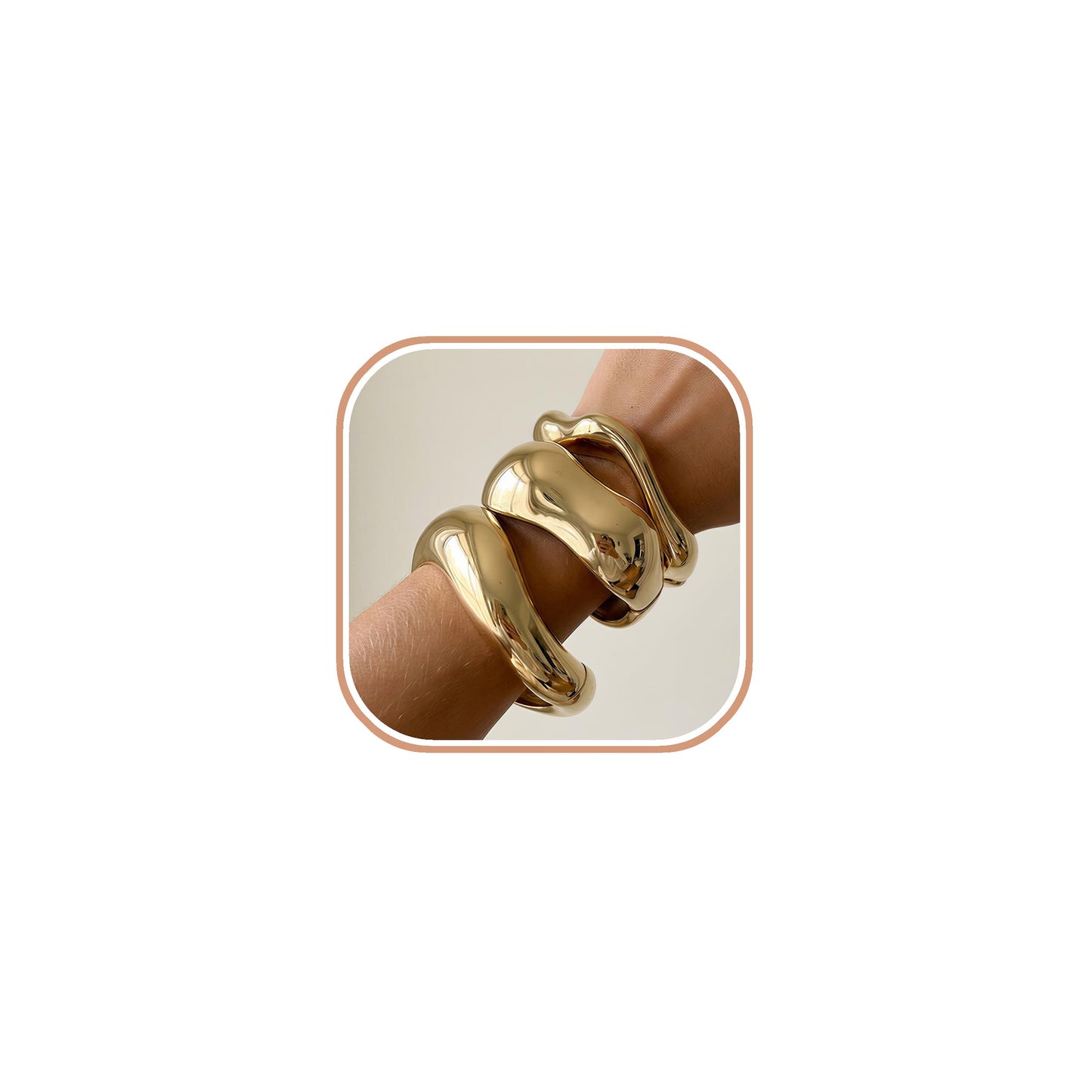 ALEXTINA 3Pcs Vintage Gold Bracelets for Women Wide Chunky 14K Gold Plated Bangle Bracelet Stack Trendy Irregular Open Cuff Bracelets