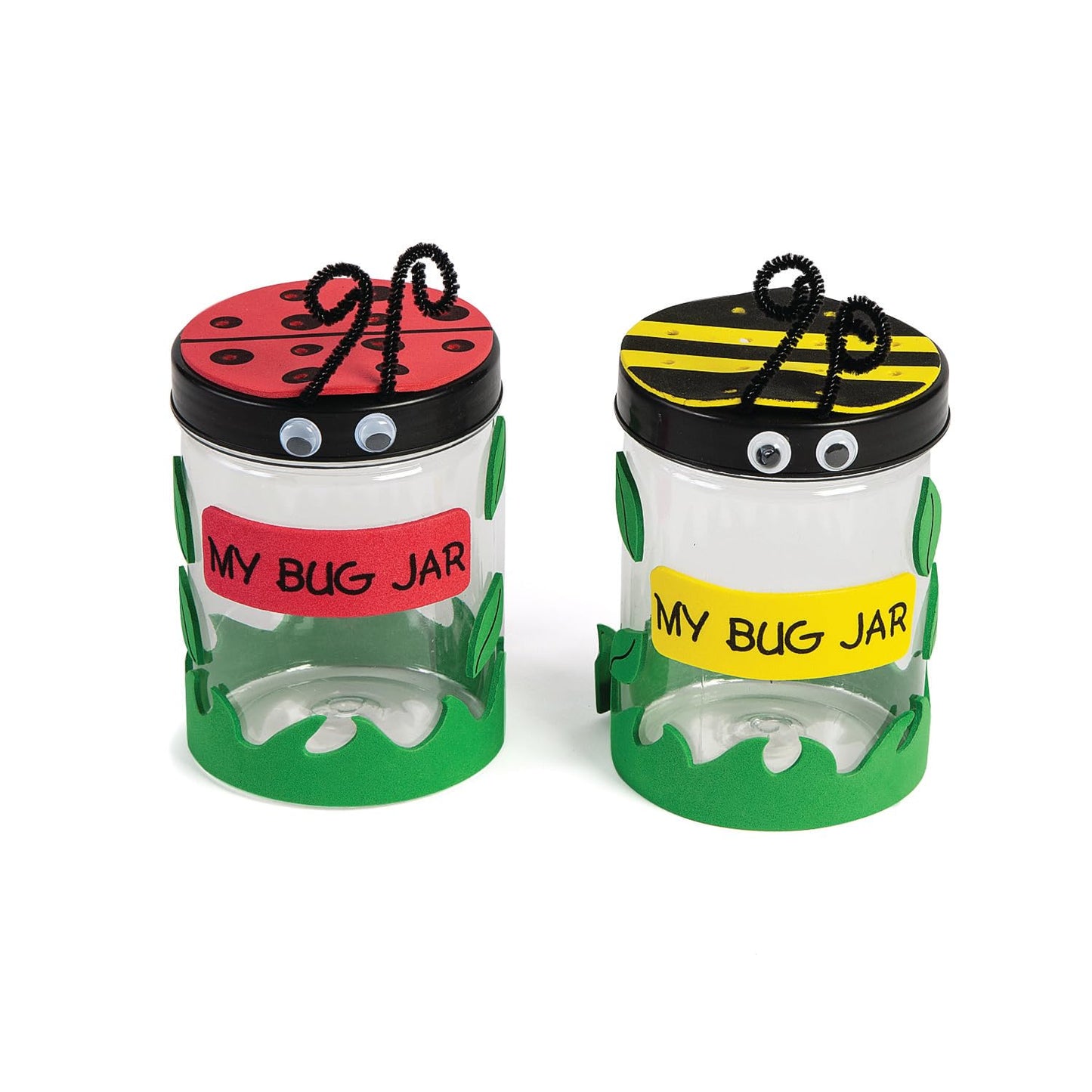 Fun Express Plastic Bug Jar Craft Kit - Makes 12 Lightning Bug & Firefly Jars for Kids | VBS Vacation Bible School Supplies & Spring Activities | Educational Nature Exploration & Backyard Fun