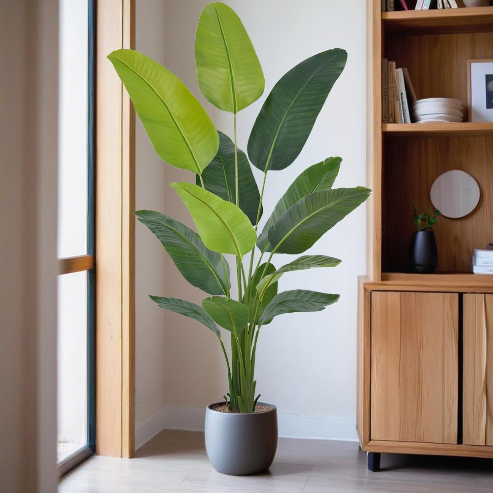 Artificial Bird of Paradise Tree 7.2FT(86in) Tall Faux Plant with Realistic 13 Leaves, Fake Tropical Floor Potted Artificial Plants for Home Office Living Room Indoor Decor (7.2feet,1Pack)
