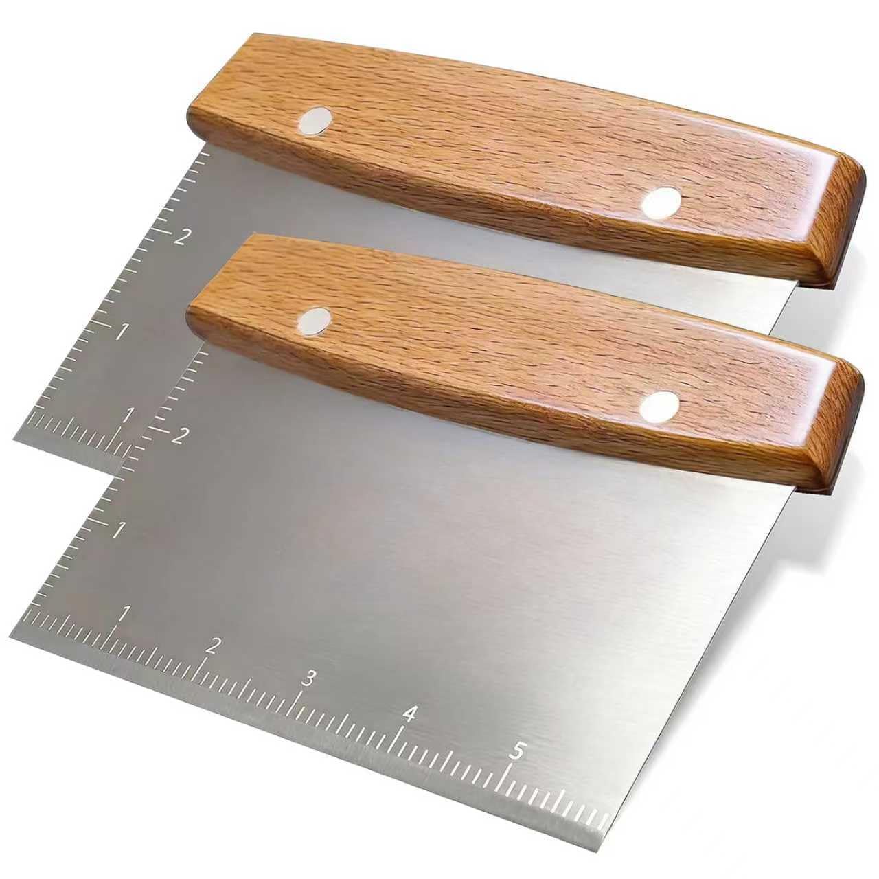 Vriysei Professional Dough Cutter & Bench Scraper - Ultimate Dough Scraper Tool with Stainless Steel Blade & Wood Handle (2)