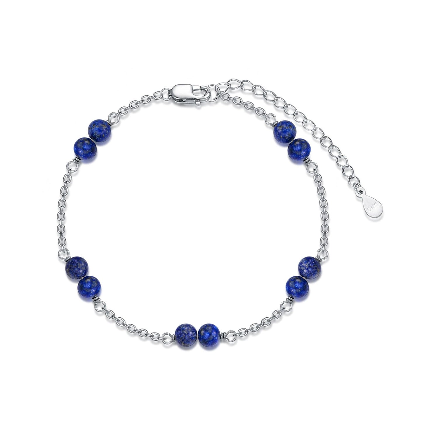 BETHZA Natural Lapis Lazuli Bracelet for Women 8mm Round Shaped Blue Lapis Gemstone Adjustable Bracelets Boho Bead Jewelry for Birthday