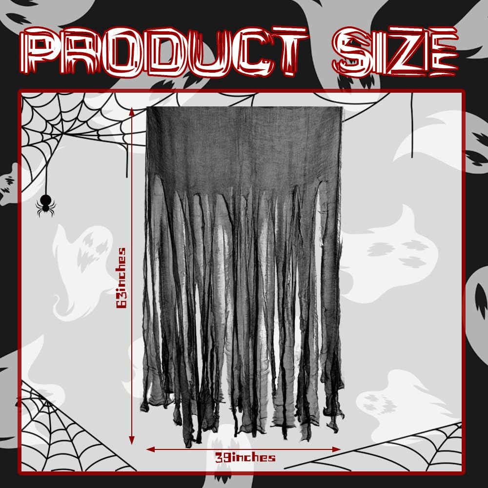 10 Pcs Halloween Door Curtain Decorations - 4063 Inch Black Creepy Doorway Window Curtains for Haunted House Decoration