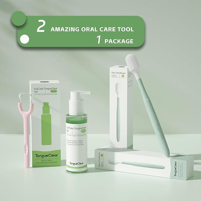 Effective Tongue Scraper and Oral Mucosal Cleaner Kit for Adults - Ergonomic Tongue Cleaner Promotes Fresher Breath, Oral Mucosal Cleaner package, Personal Care Essential (Pink)
