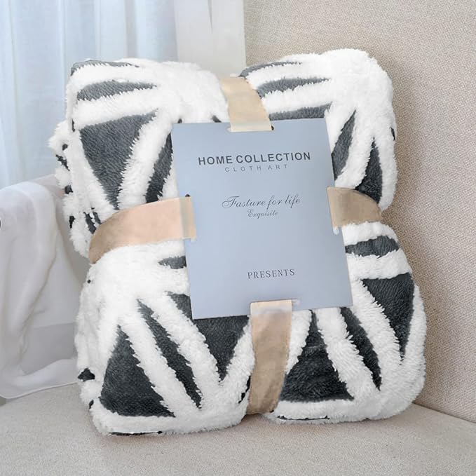LOMAO Sherpa Fleece Blanket Fuzzy Soft Throw Blanket Dual Sided Blanket for Couch Sofa Bed (Dark Grey, 90''x90'')