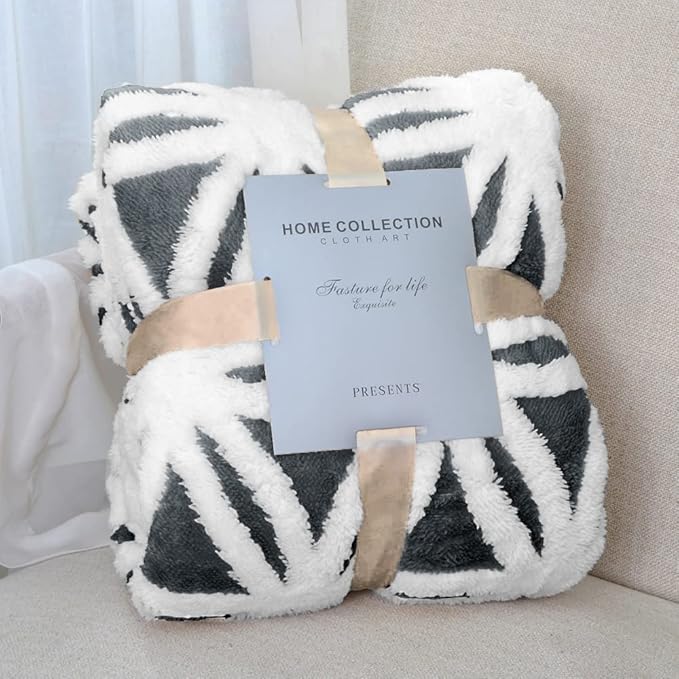 LOMAO Sherpa Fleece Blanket Fuzzy Soft Throw Blanket Dual Sided Blanket for Couch Sofa Bed (Dark Grey, 60''x80'')