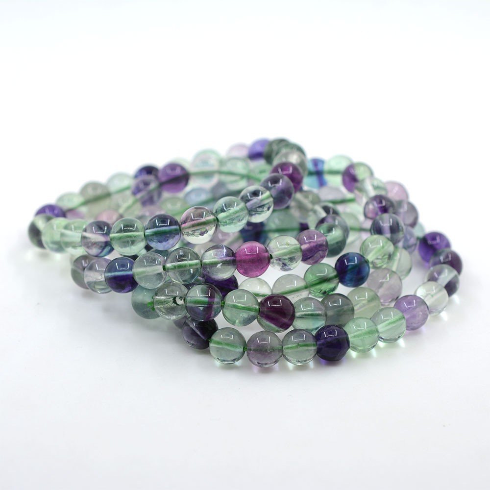 Justinstones Natural A Grade Clear Fluorite Gemstone 8mm Round Beads Stretch Bracelet 7 Inch Unisex