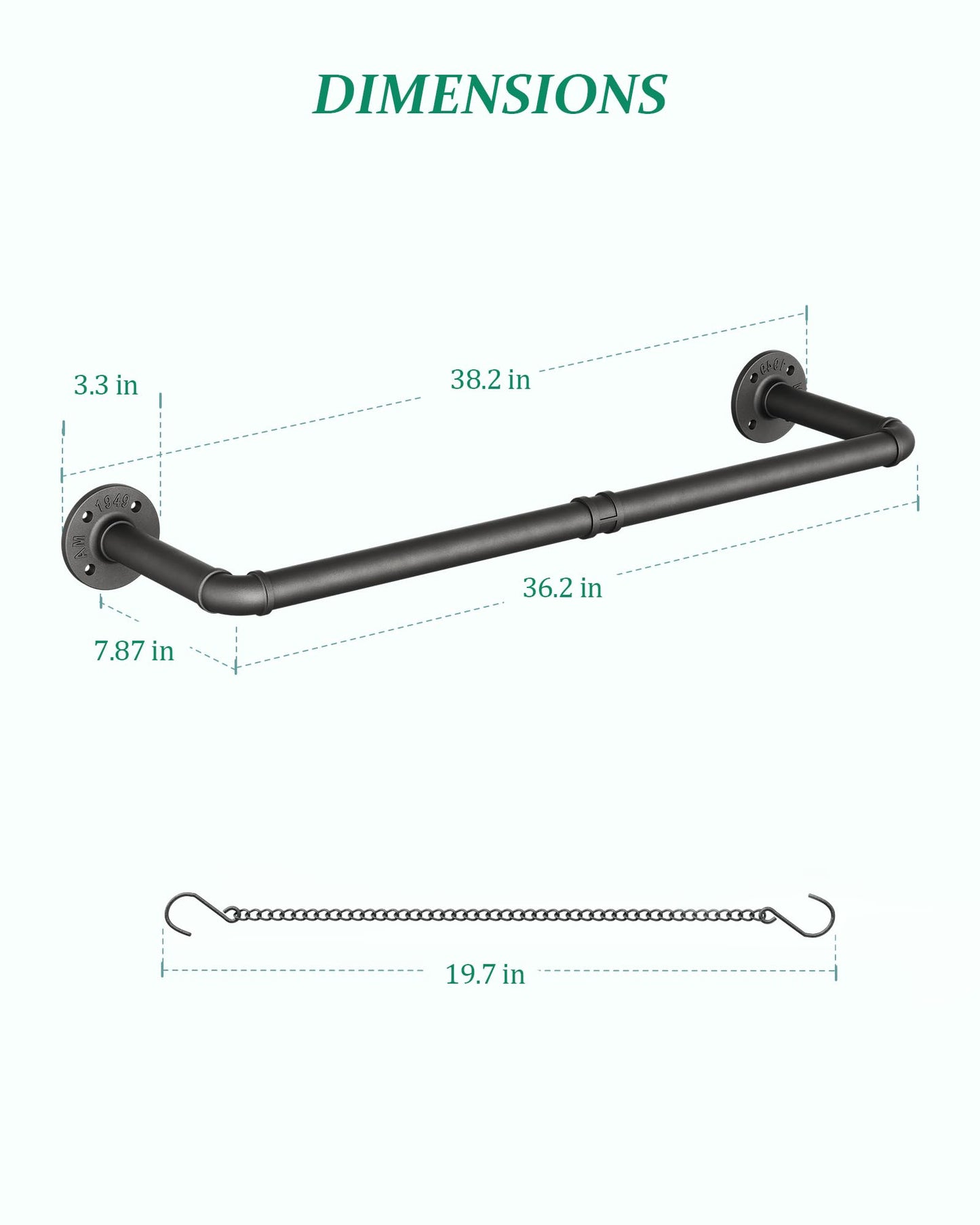 SOFITORG Plant Haning Rod, 2 Pack Hanging Planters for Indoor Plants with 3 Chains, Wall Plant Hanging Bar for Window Celling, 38.2 Inch, Metal Black, Pots Not Included