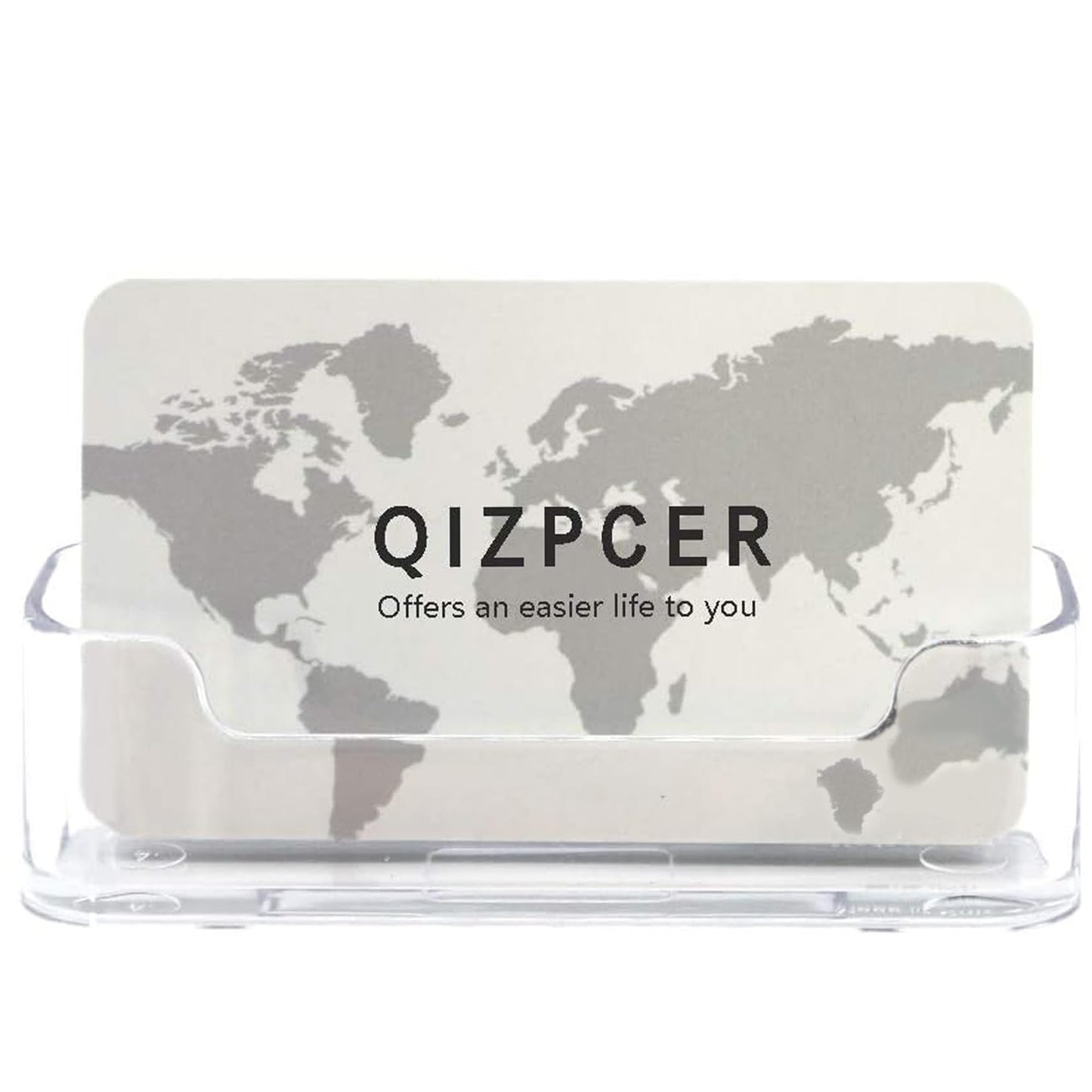 Qizpcer 16 Pack Clear Desktop Business Card Holder Display, Plastic Business Card Stand for Office