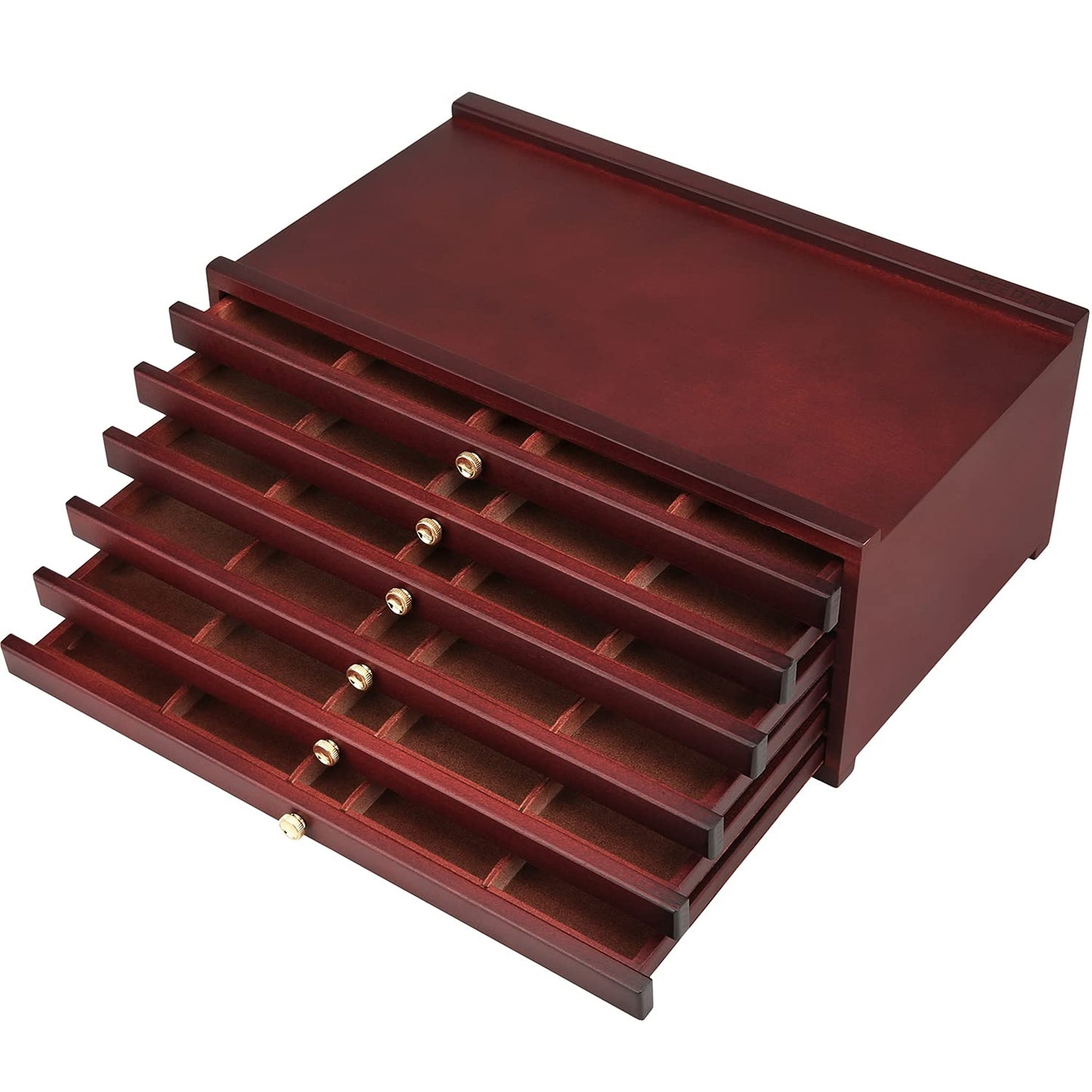 MEEDEN 6-drawer Wood Artist Supply Storage Box, Portable Beechwood Multifunctional Pencil Brush Organizer Wood Box with Drawer&Compartments for Pastels, Pencils, Pens, Makeup Brushes(Deep Walnut)