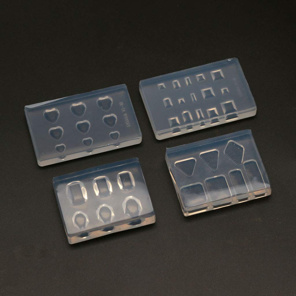 A FEI 12Pcs Mini Faceted Diamond Crystal Resin Mold Oval Round Gemstone Nail Art Molds