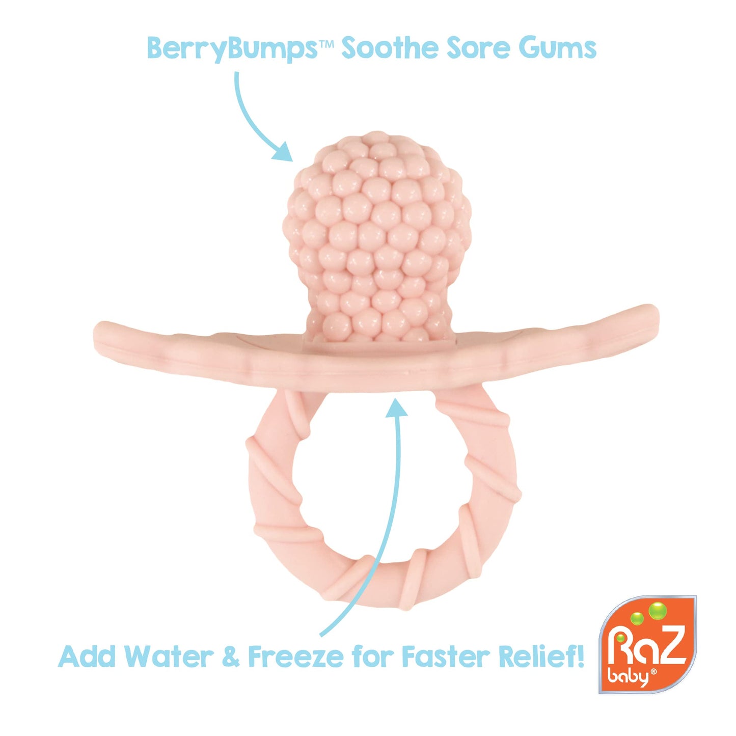 RaZbaby RaZberry (1) & Chompy (2) Teething Relief Pacifiers 3m+ - BPA Free, Easy-to-Hold Design to Soothe Sore Gums