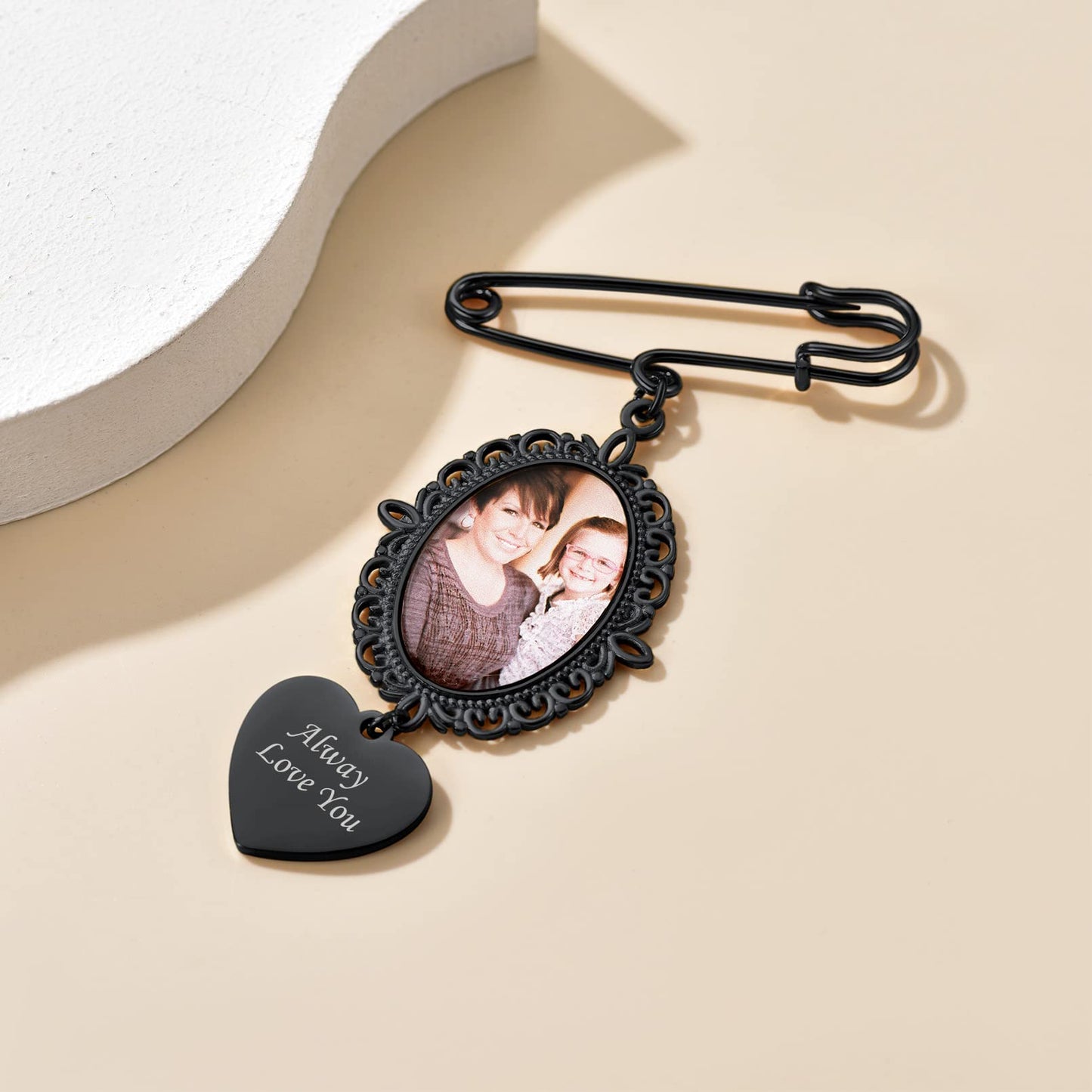 Custom4U Bouquet Charms for Wedding Memory Custom Photo Pins Brooch Men Women Bride Groom