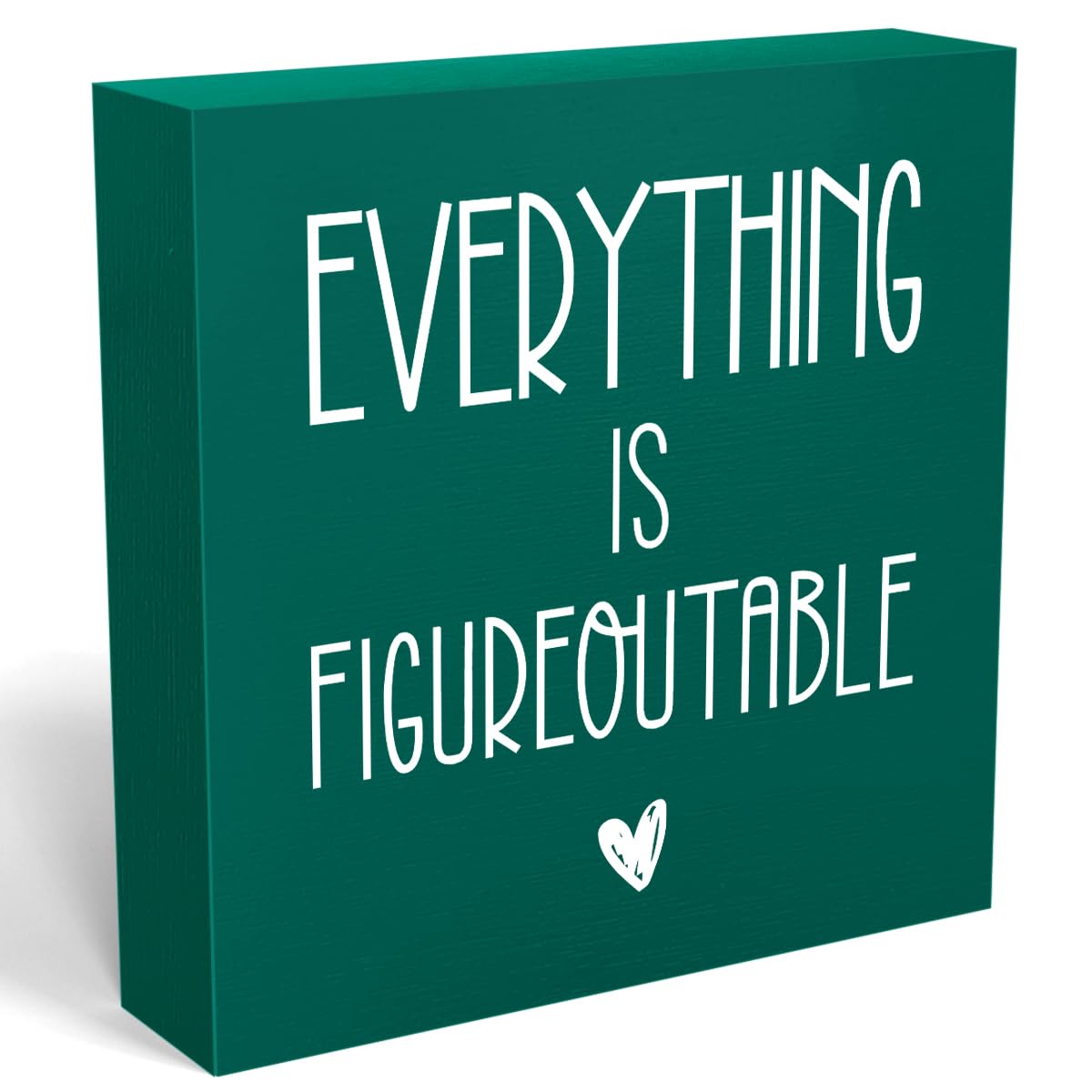 Everything Is Figureoutable Sign Decorative Home Office Desk Decor Inspiration Gift Square Desk Decor Decorations for Tabletop Bookshelf Library 5 x 5 Inches (Green)