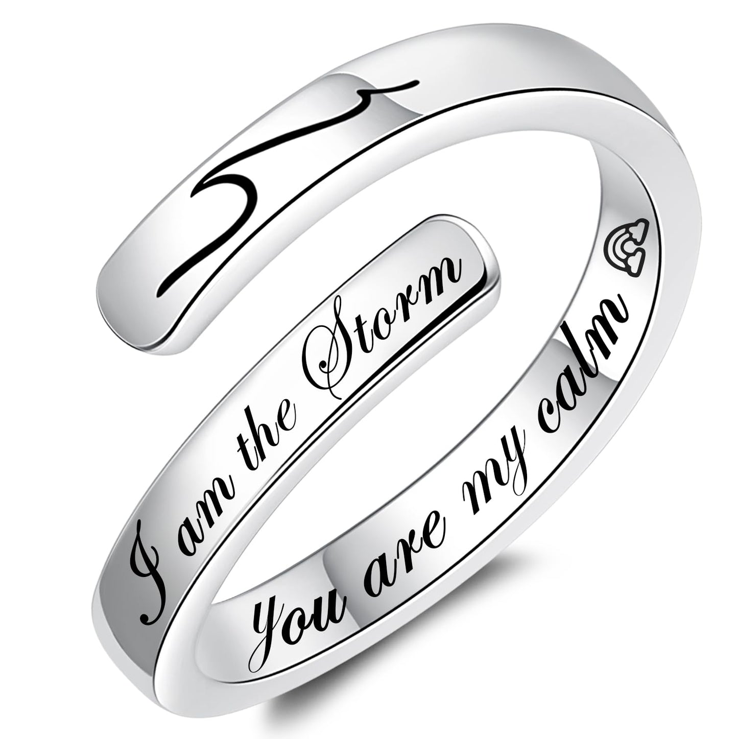 S925 Sterling Silver Inspirational Jewelry Rings Adjustable Ring Personality Encouragement Gift for Teens Women