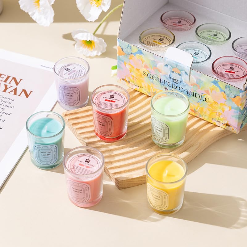 6 Pack Scented Candles Gift Set for Women, 6 Assorted Fragrances Soy Wax Aromatherapy Candles for Home Bath, Mini Stress Relief Candles for Birthday Mother's Thanksgiving Day with Shockproof Gift Box