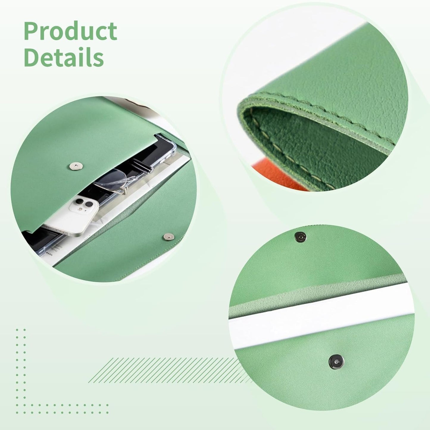 5 PCS A4 Document Folders, PU Leather Portfolio Organizer Set, Letter Size Business File Holders with Envelope Closure, Professional Conference Folder Cases for Office, Interview, Meeting