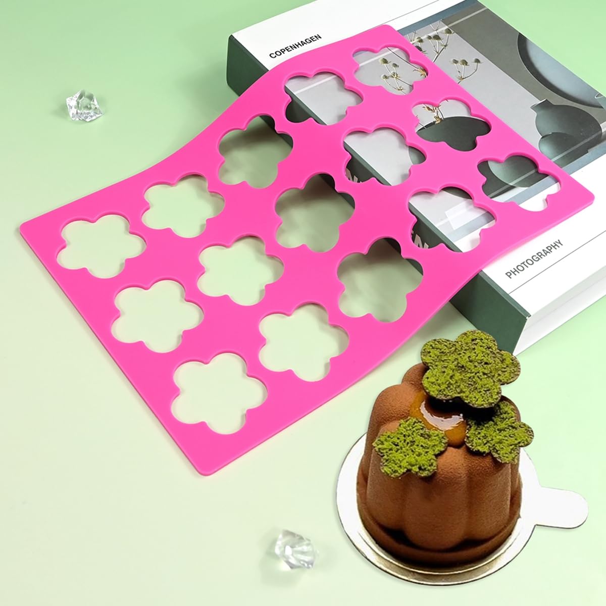 mostsom 3D Hollow Out Lace Mold Triangle Shape Chocolate Mold Silicone Mould Sugarcraft Cake Decorating Tool For DIY Dessert Decoration (C_ Flower)