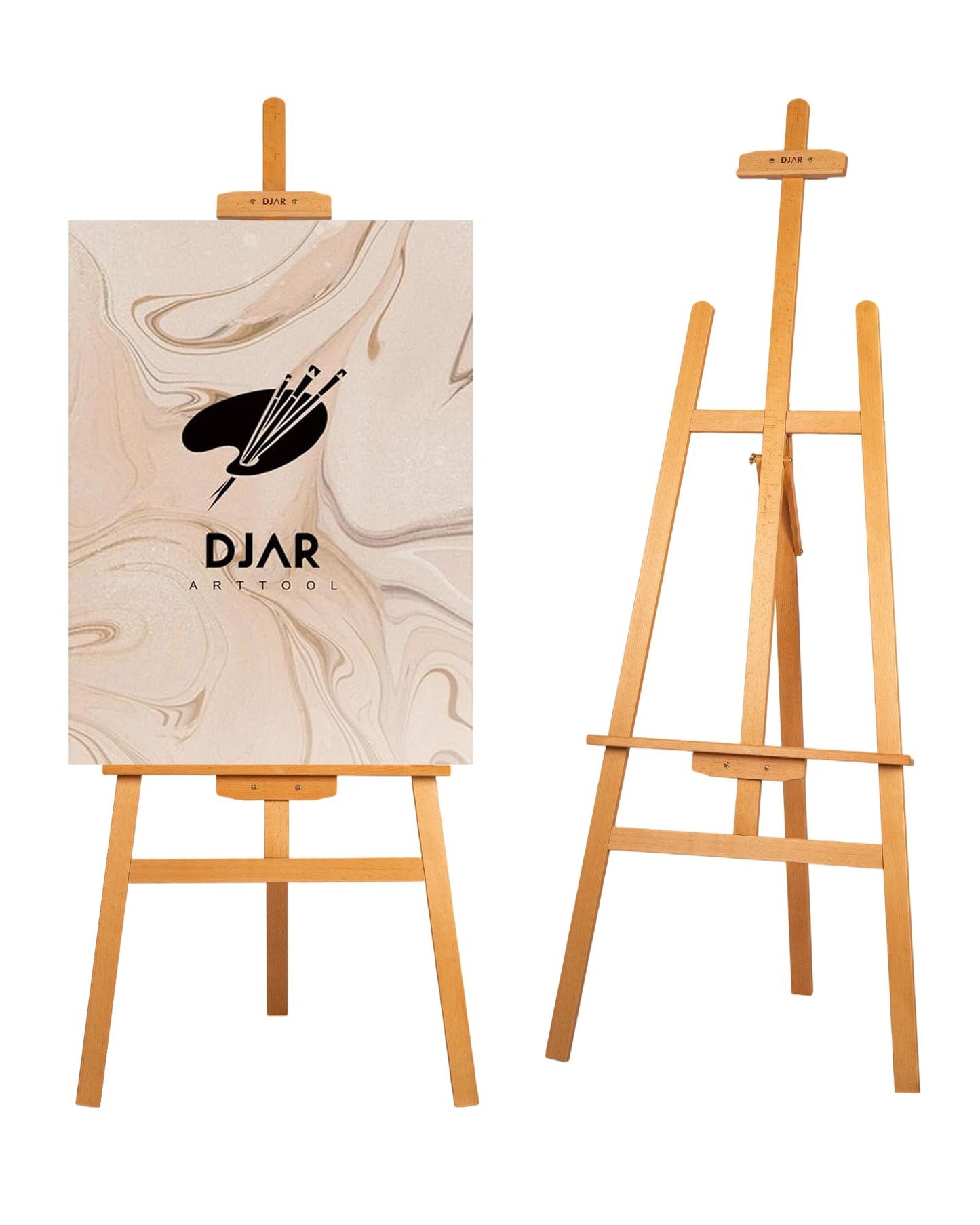 DJAR Solid Beechwood Art Easel for Painting, Folding Floor Easel Stand for Drawing, Wedding Sign and Poster, Ajustable Wooden Easel for Artist and Beginner, Hold Canvas up to 41.7"