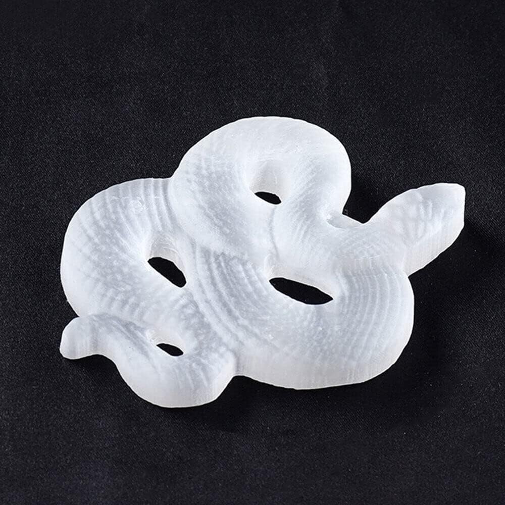 TEAMWILL 1PC Natural Selenite Snake Skull Carved Quartz Crystal Skull Reiki Healing