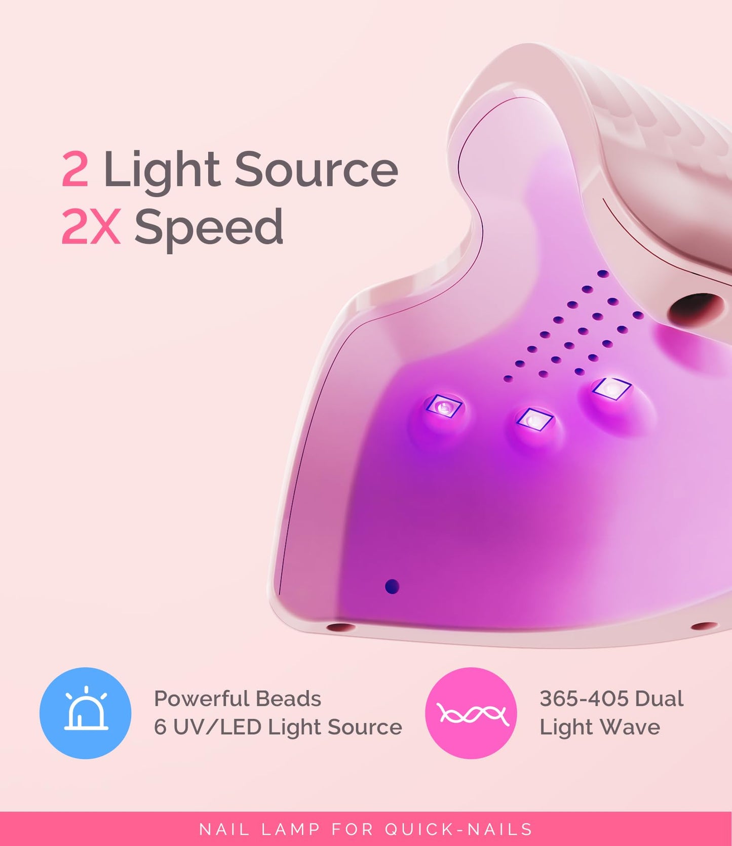MelodySusie Mini Cordless UV Nail Lamp, P-ART06G Rechargeable Portable LED UV Light with Smart Sensor, 4-Finger Curing for All Soft Gels, Especially Half-Cured Gel, Base Coat & Top Coat, Pink