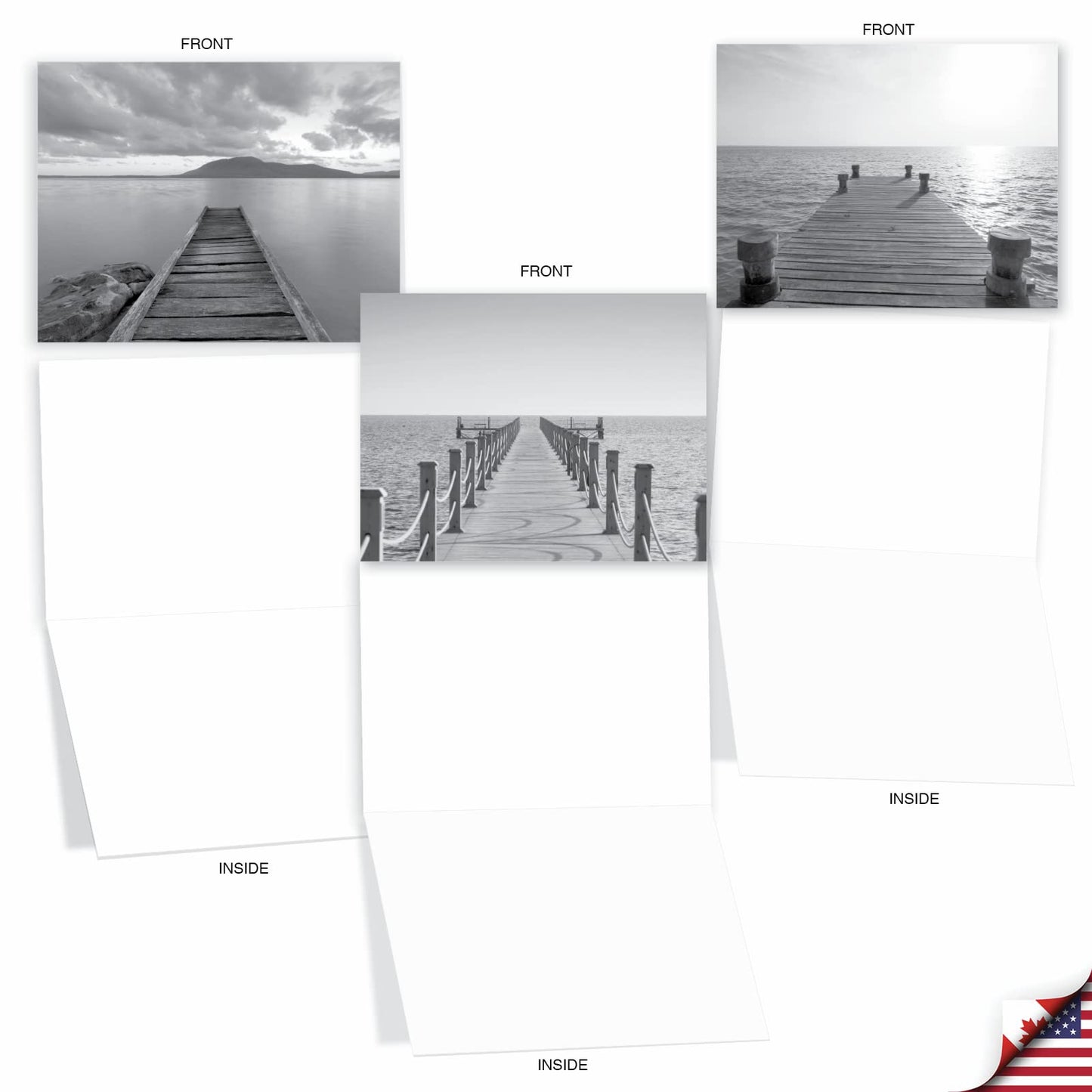 The Best Card Company - 10 Blank Note Cards with Envelopes (4 x 5.12 Inch) - Black & White Photos, Bulk Boxed Set - Slip Notes M6453OCB