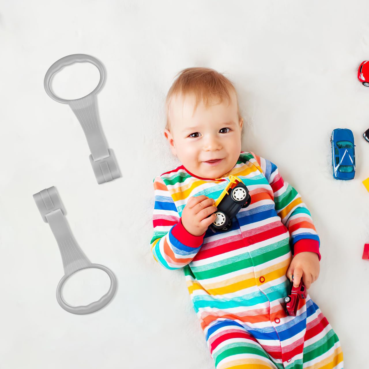 Veemoon Baby Playpen Pull up Rings Handles,4pcs Toddler Walk Assistant Crib Pull Rings Infant Standing Safety Ring Lightweight Plastic Walking Aid for Newborn Walk Practice with Smooth Rounded Edges