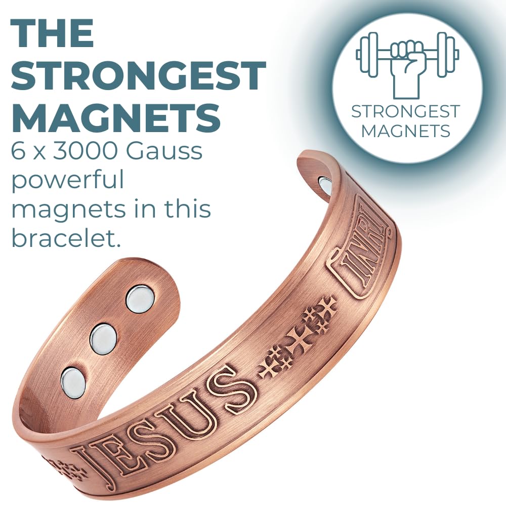 Willis Judd JESUS Men's Pure Copper Magnetic Therapy Adjustable Bracelet Bangle