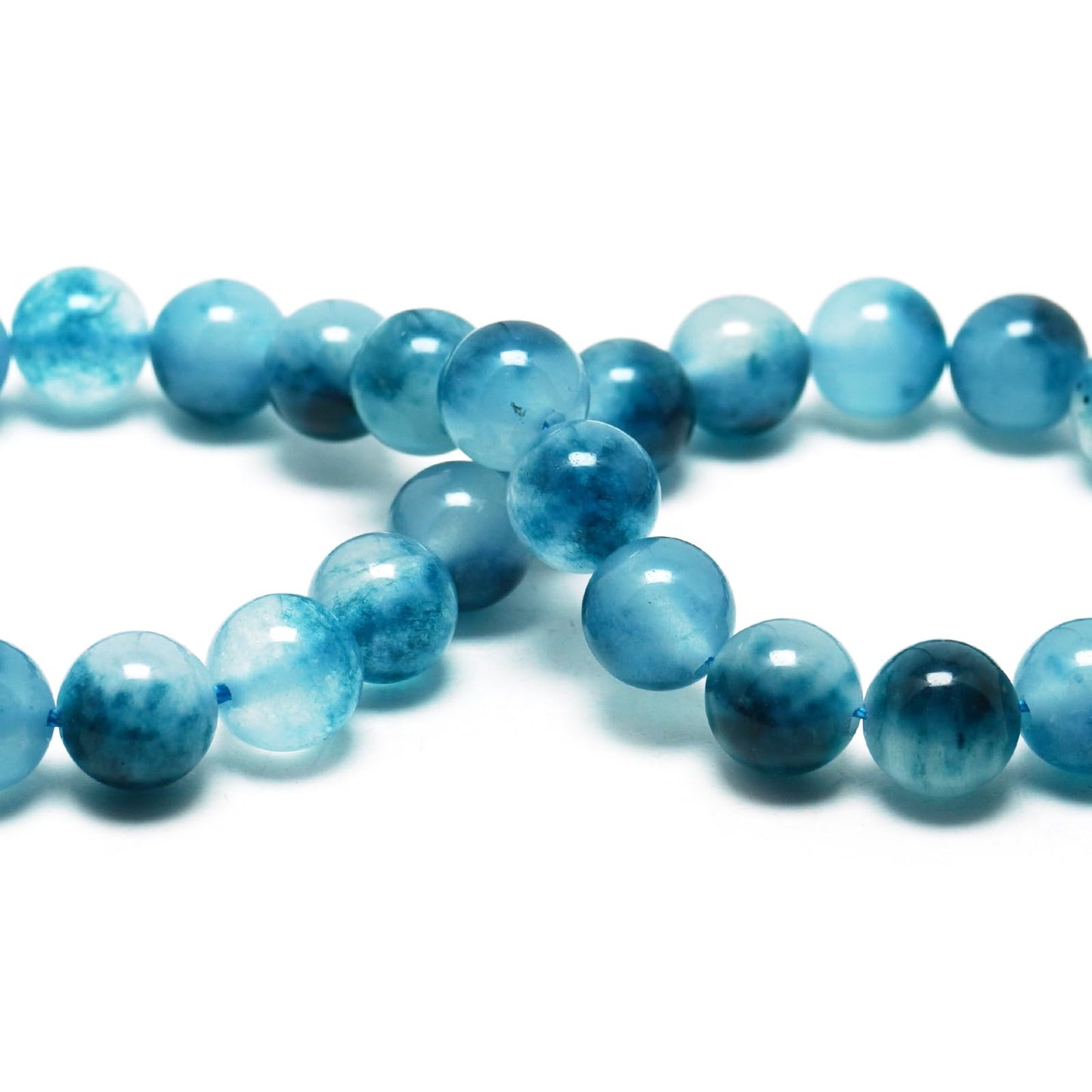 DIQIO Jade Stone Beads for Jewelry Making - 6mm Gemstone Round Loose Beads for Bracelets(58-60pcs, Blue Cloudy Jade)