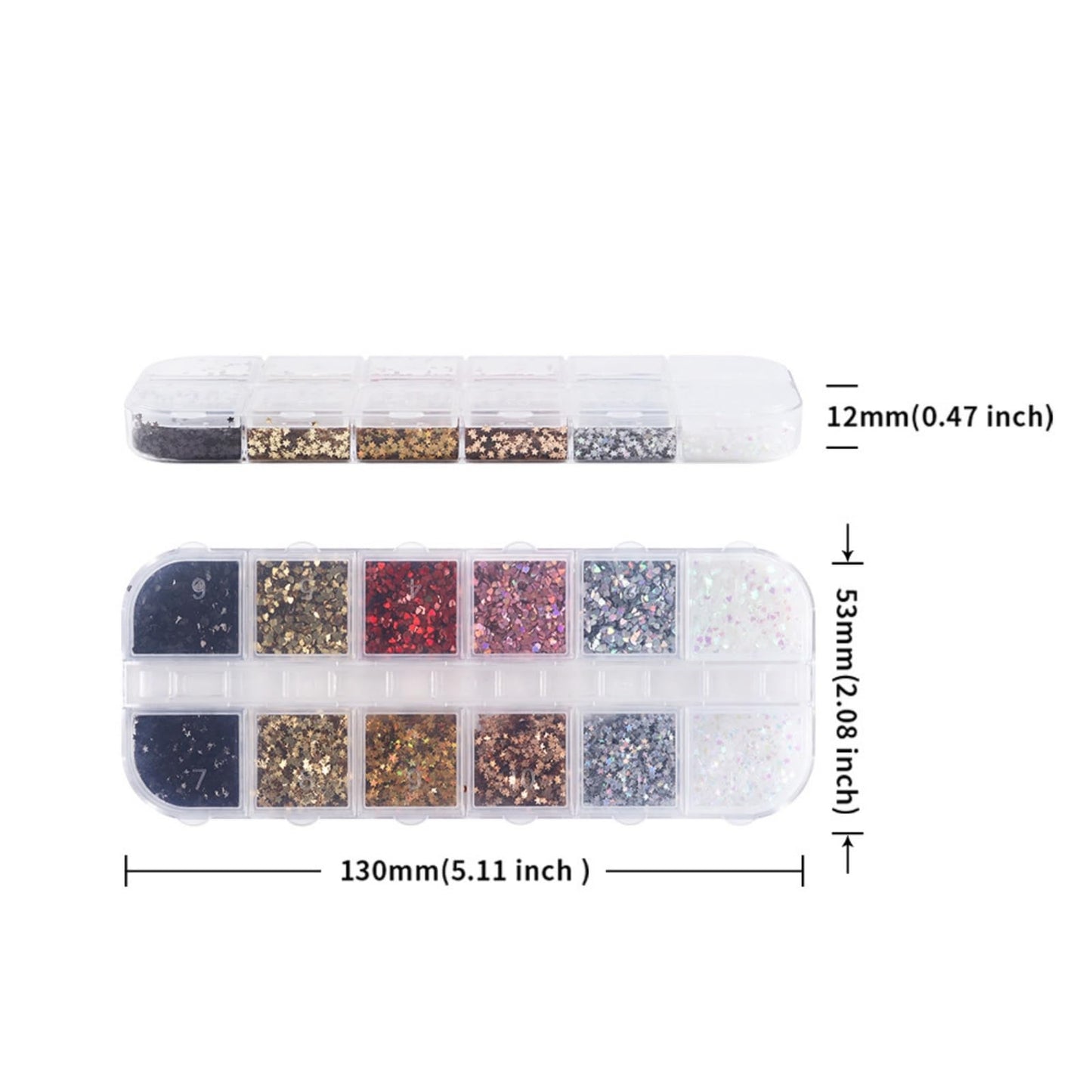 12 Boxes Valentines Laser Heart Nail Art Glitters Heart Star Nail Sequins Set, Valentines Romantic Love Nail Decor Accessories Mini 3D Love Nail Decals Holographic Glitters for Women Manicure