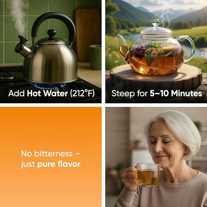 Calendula Loose Tea – 8 oz Size - Marigold & Dried - Calendula Tea Bulk Flowers Gluten-Free and Caffeine-Free Herbal tea for Relaxation, Wallness, From real Flowers with Smooth Taste