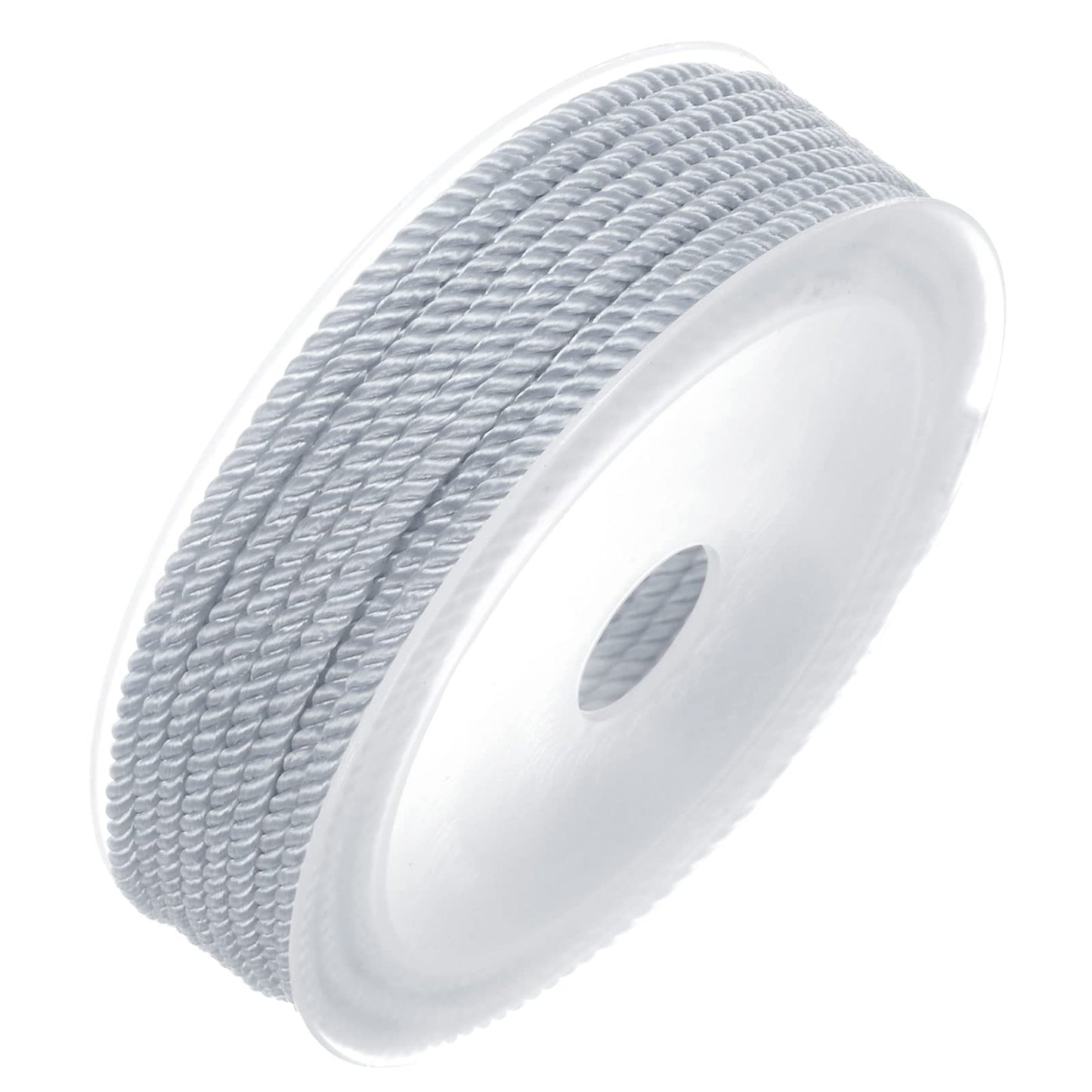 HARFINGTON Twisted Nylon Twine Thread Beading Cord 3mm 7M/23 Feet Extra-Strong Braided Nylon String for Crafting Bracelets Jewelry Making, Light Grey