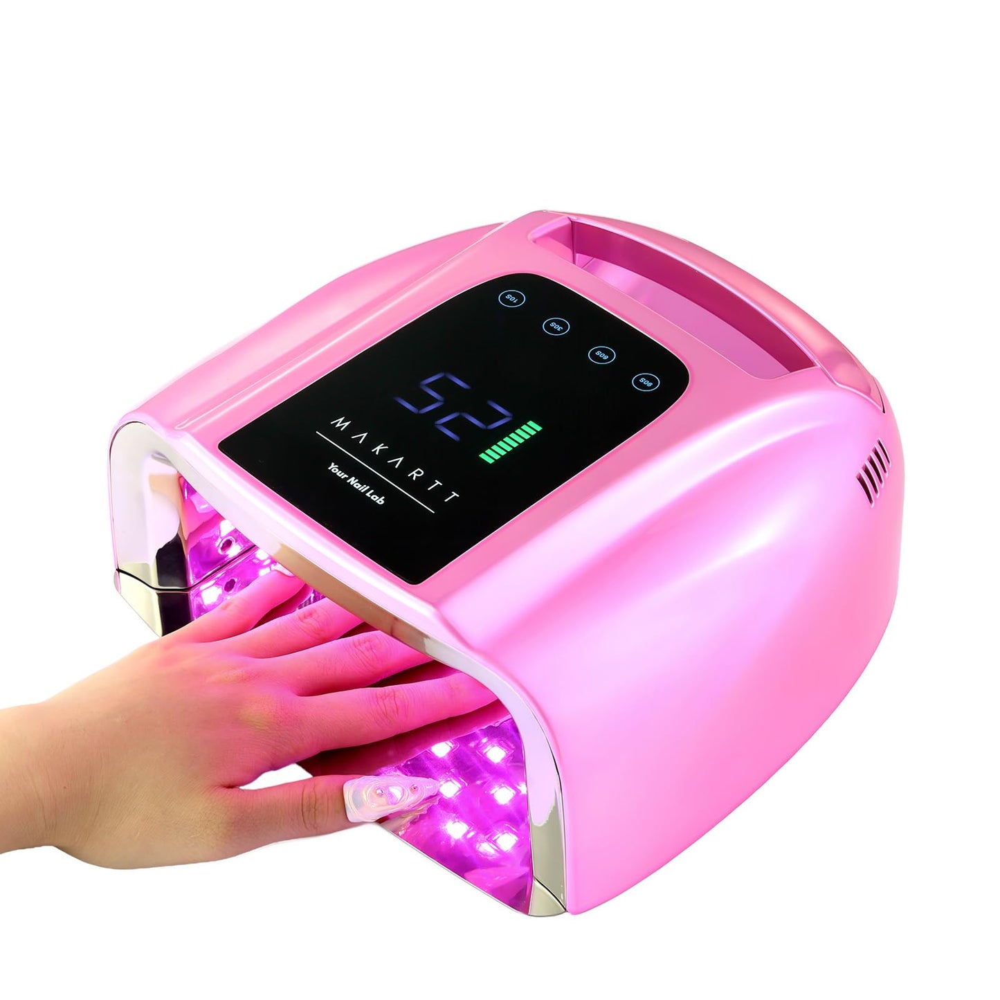 Makartt UV LED Nail Lamp – Fast Curing UV Light with Handle Nail Dryer with 42 Beads 4 Timers Cordless Rechargeable Design LCD Touchscreen & Smart Sensor(Gradient Pink)