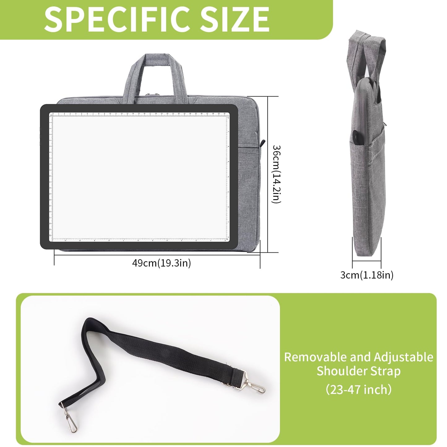 YINGWOND A3 Rechargeable Diamond Art Light Board with Padded Case,Side Physical Button,18.2 * 13.4 in Magnetic Light Pad Built-in Foldable Stand,Wireless Light Box for Tracing Drawing Sketching