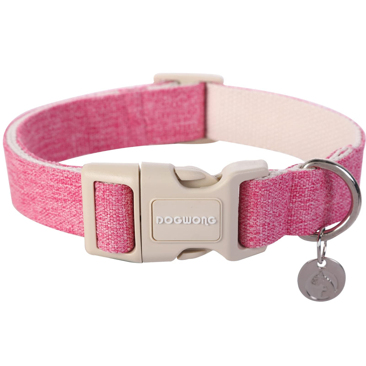 DOGWONG Cotton Hemp Dog Collar, Heavy-Duty Blue Dog Collar Adjustable Soft Natural Fabric Cute Wedding Puppy Necklace for Small Medium Large Dogs