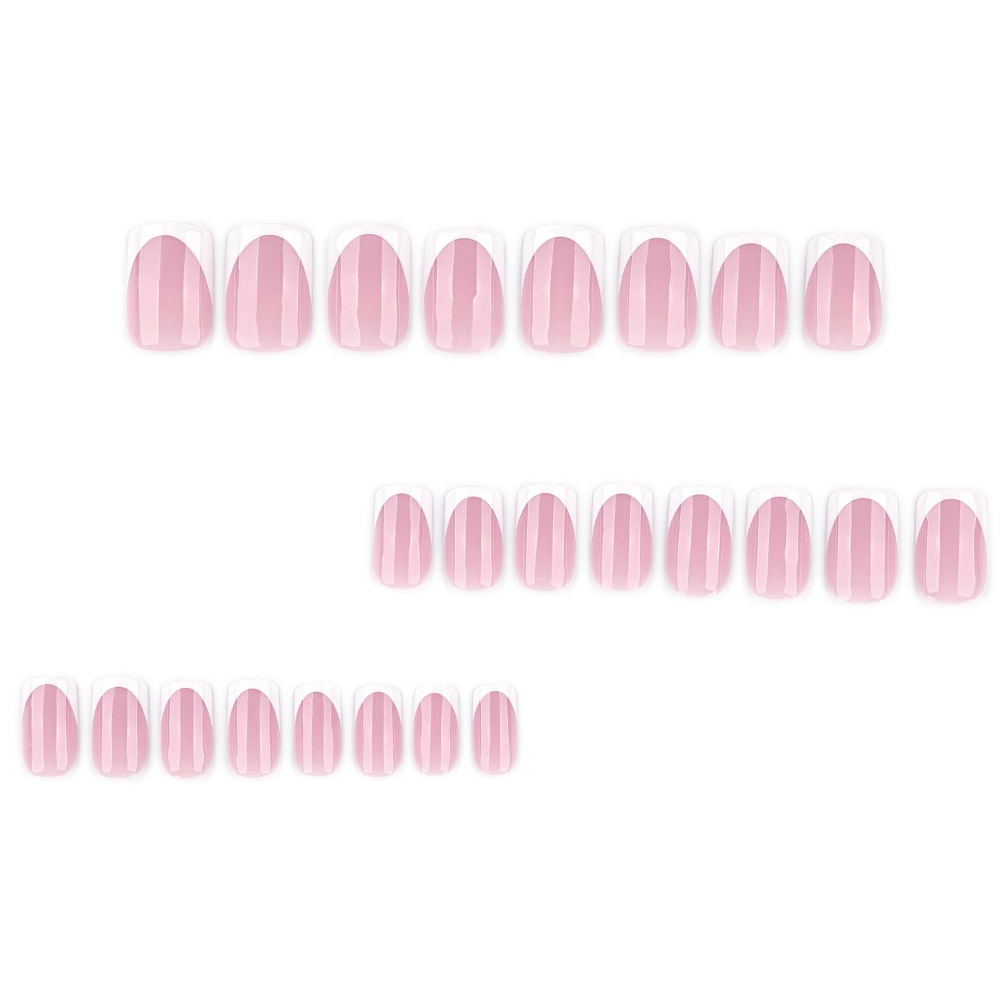 White French Tip Press on Nails Square Short Fake Nails Nature False Nails Press ons Glossy Acrylic Nails Reusable Full Cover Stick on Nails for Women Decoration