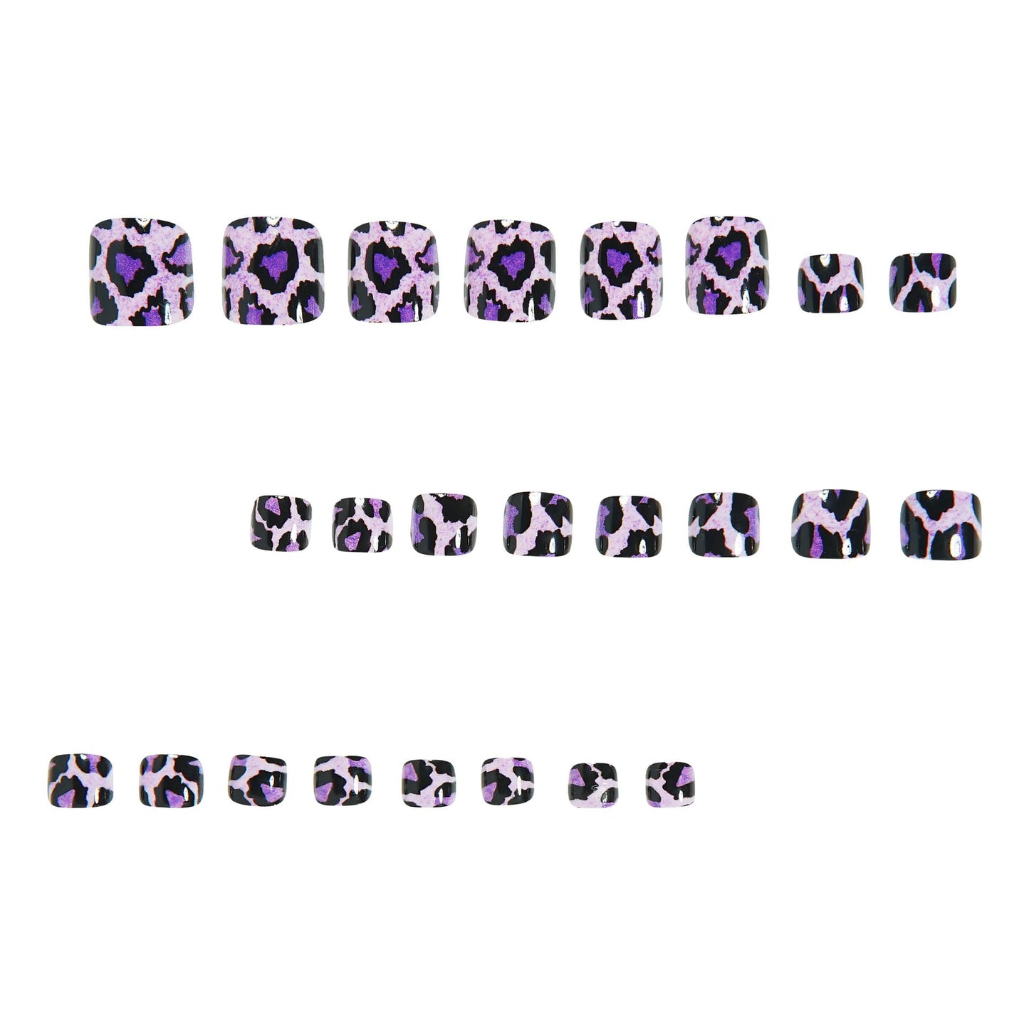 24Pcs Press on Toenails Short Leopard Print Fake Toe Nails Designs Purple Black Snake Scale Design False Toenails Acrylic Toe Nail Press ons Artificial Stick on Toenails for Coquette Women