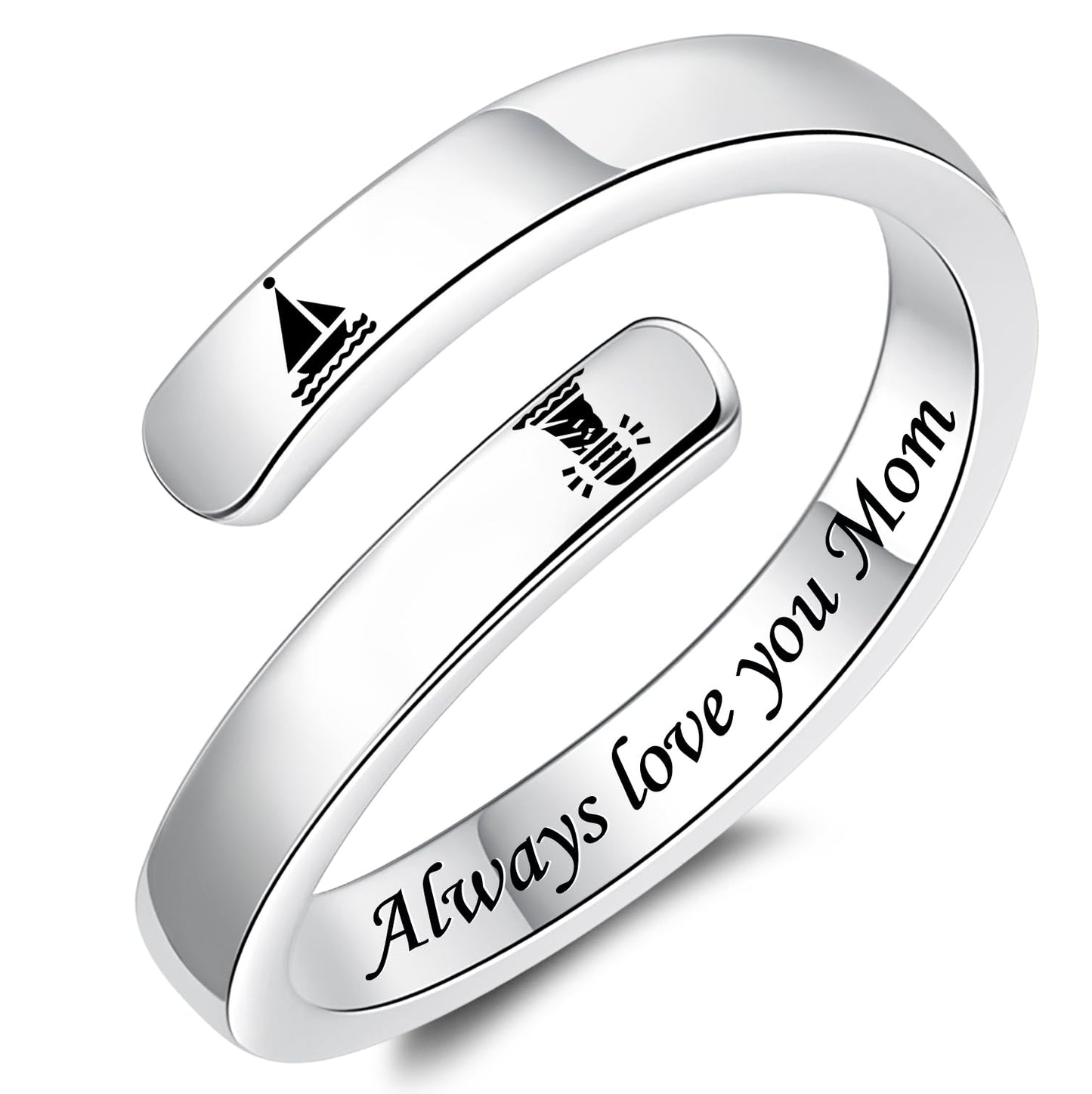 S925 Sterling Silver Inspirational Jewelry Rings Adjustable Ring Personality Encouragement Gift for Teens Women