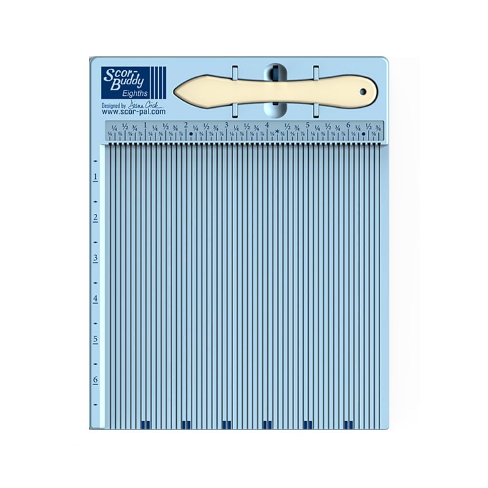 Scor-Buddy Mini Scoring Board, 6.75" x 7", 1/8" Space Grooves, Portable Scoring Tool for Card Making and Paper Crafts