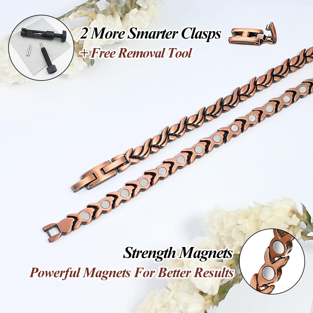 Vicmag Copper Bracelet for Women Magnetic Bracelets 99.9% Pure Copper Jewelry Present with Adjustment Tool