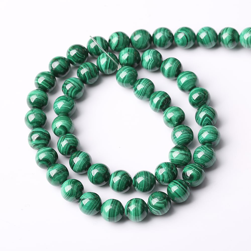 31pcs 6mm Natural Green Malachite Beads AAA Gemstone Round Loose Beads for Jewelry Making DIY Bracelets Necklaces Crystal Energy Healing Stone Beads 7.5" (Natural Malachite, 6mm)