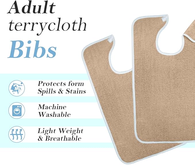 Avalon Towels Adult Bibs for Women 100% Cotton Bib for Adults for Eating - Terry Cloth Adult Bibs for Men Clothing Protectors