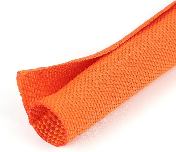 HOLED 5/8 inch Split Braided Cable Management Sleeve for USB Cable Power Cord Audio Video Cable, Wire Loom Cord Protector from Cat Dog Chewing (Orange, 10FT)